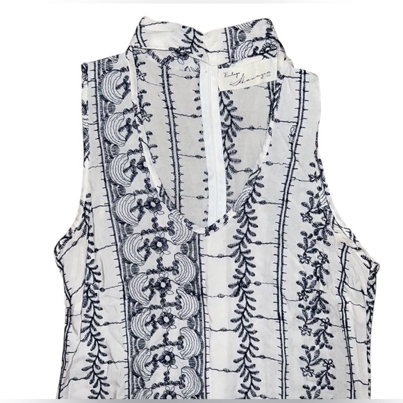 White and Blue Vintage Havana Hippie Boho Dress Size Small - Picture 5 of 6